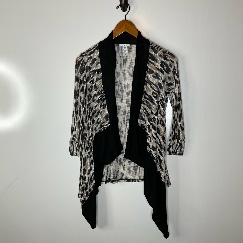 Bar III Leopard Print Waterfall Front Cardigan Size Xsmall‎